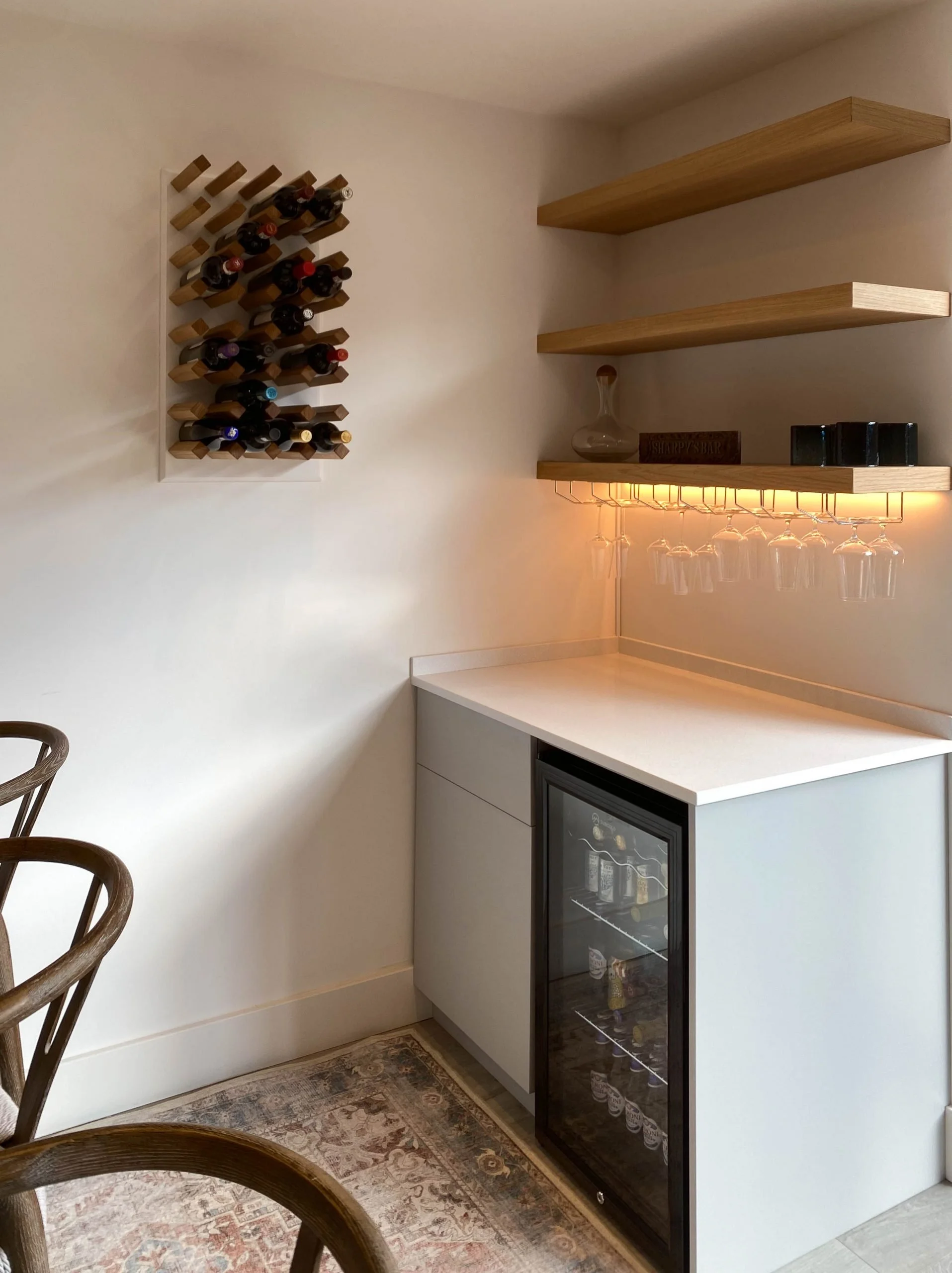 Lonon Interiors / Kitchen unit, wine rack and glass holder